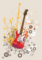 Electric Guitar with Artwork Background Vector