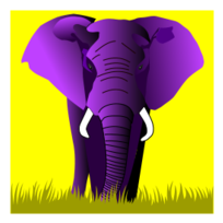 Elephant Purple On Yellow