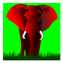 Elephant red on green Thumbnail