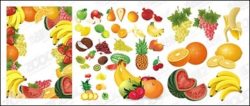 eps format, keyword: vector material, Vector fruit, green apples, red apples, pears, lemons, grapes, coconut, ... Thumbnail