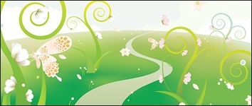 Eps Format, With JPG Preview, The Crucial Words: Vector Of Abstract Flowers, Grass, Butterflies, Green, ... Thumbnail