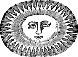 Face Sun Lineart Oval Rays