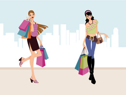 Fashion Shopping Girls Vector Art