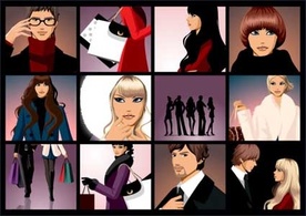 Fashionable men and women feature vector material Thumbnail