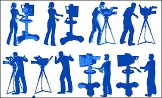 Film equipment, lighting, photographers, herringbone ladder vector Thumbnail