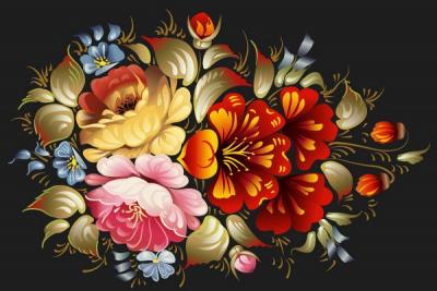 Floral Folk Art Painting Vector Thumbnail