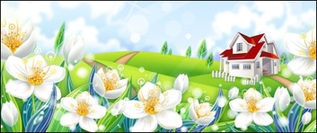 Flower countryside scenery of vector material Thumbnail