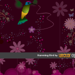Flower Vector with Humming Bird Vector