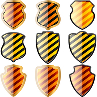 Free set of of shields in black and yellow stripes Thumbnail