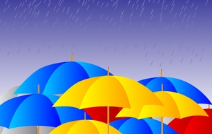 Free Umbrellas in the rain Vector Thumbnail