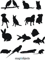 Free Vector pet Silhouettes, from the most common animal companions, Birds, kittens, puppies, fishes even ... Thumbnail