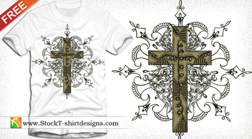 Free Vector T-shirt Design with Cross Thumbnail