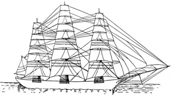 Fully Rigged Ship clip art Thumbnail