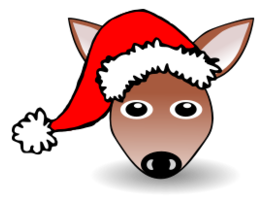 Funny Fawn Face Brown Cartoon with Santa Claus hat Thumbnail