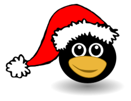 Funny tux face with Santa Claus hat Thumbnail