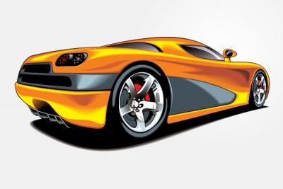 Futuristic Yellow Sports Car Vector Thumbnail