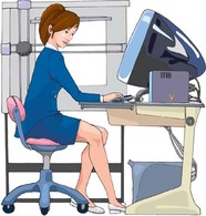 Girl and mac computer vector