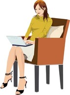 Girl sitting with her laptop vector Thumbnail