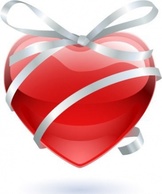 Glass heart with ribbon