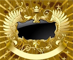 Gold-black banner with wings