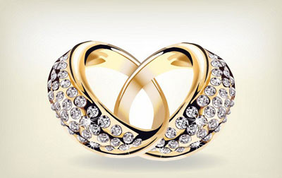 Golden Wedding Rings Vector