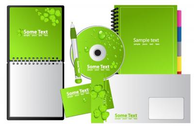 Green Business Stationery Vector Set Thumbnail