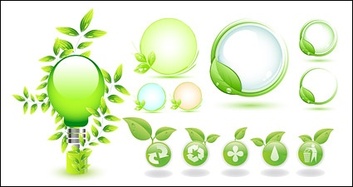 Green leaves vector icon theme of environmentally-friendly materials Thumbnail