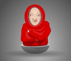 Grumpy Face Wearing Hood clip art Thumbnail