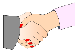 Handshake with Black Outline (white man and woman) Thumbnail