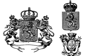 Heraldry Crests with Crowns, Lions, Banners Thumbnail