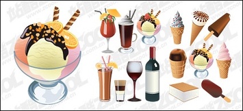 Ice cream and drinks vector material Thumbnail