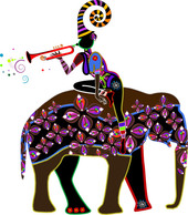 Illustration African girl riding elephant Thumbnail