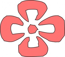 Japanese Decorative Red Flower clip art