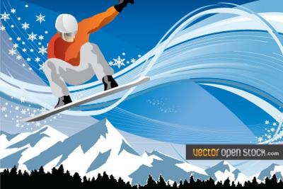 Jumping Snowboarder Vector Graphic Thumbnail