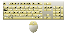 Keyboard (German layout) and mouse—top-down view