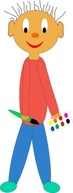 Kid Holding Paint Brush clip art