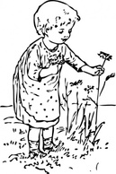 Kid Picking Flowers clip art