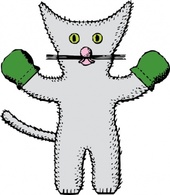 Kitten With Mittens clip art Thumbnail
