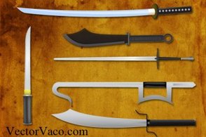 Knives and swords vectors, japanese sword vector, samurai vector ai, kungfu sword ai, kill bill ... Thumbnail