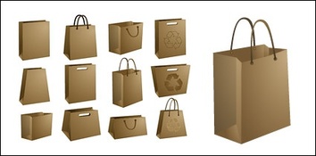 Kraft paper bags of material empty vector Thumbnail