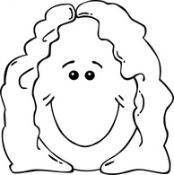 Lady Face World Label Outline clip art