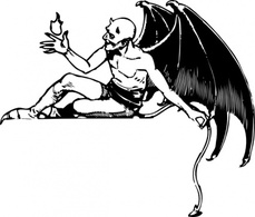 Lineart Wings Devil Evil Reclining Satan Thumbnail