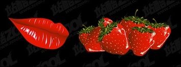 Lips and strawberry vector