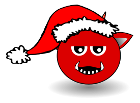 Little Red Devil Head Cartoon with Santa Claus hat Thumbnail
