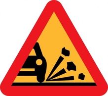 Loose Stones On The Road Roadsign clip art Thumbnail