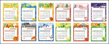 Lovely calendar template vector material