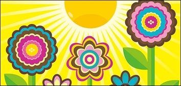 Lovely flowers, the sun vector material