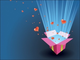 Lovely hearts and light rays coming out of a box. Ideal as card or e-card ... Thumbnail