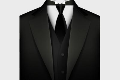 Men's Formal Black Suit Vector Thumbnail