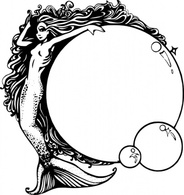 Mermaid With Bubbles clip art Thumbnail